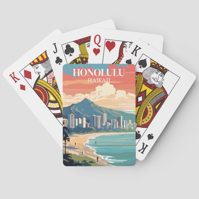 Honolulu, Hawaii: Travel Vintage Playing Cards (Back)