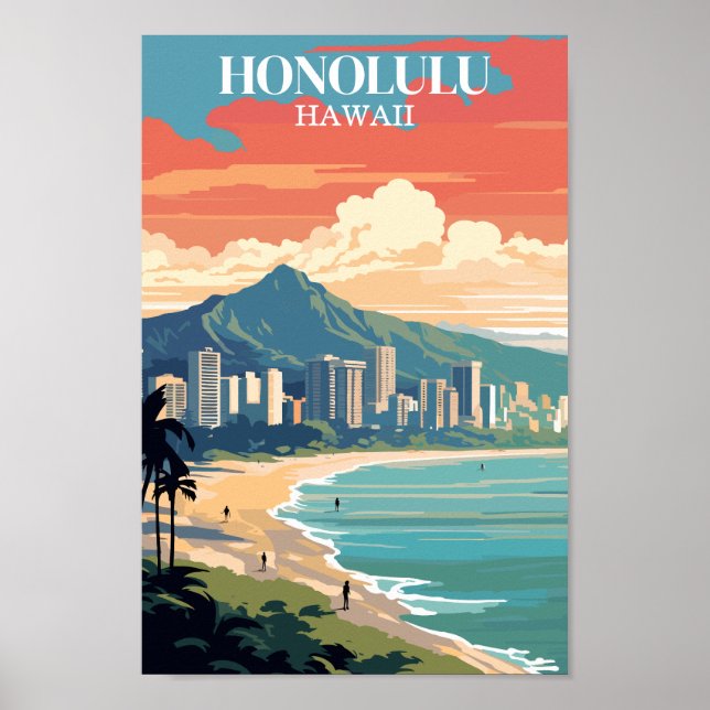 Honolulu, Hawaii: Travel Vintage Poster (Front)