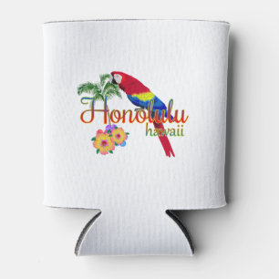Honolulu Hawaii Tropical Parrot Can Cooler