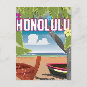 Honolulu, Hawaii,USA vintage travel poster. Postcard