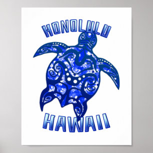 Honolulu Hawaii Vacation Tribal Turtle Poster