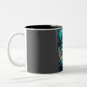 Honolulu Hawaii Vintage Minimal City Travel Poster Two-Tone Coffee Mug