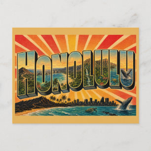 Honolulu Hawaii Volcanic Ocean Rainforest Art Postcard