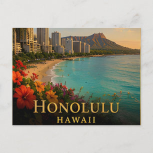 Honolulu Hawaii Waikiki Coast & Island Culture 🗺️ Postcard