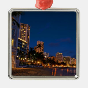 Honolulu, Oahu, Hawaii. Night exposure of Metal Tree Decoration