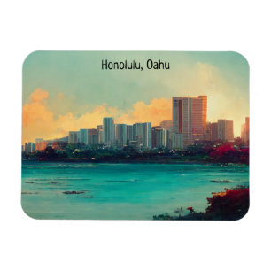 Honolulu Oahu Panorama View Cityscape Magnet