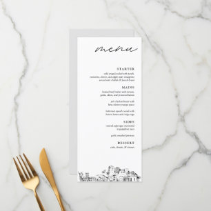 Honolulu Skyline Modern Wedding Dinner Menu