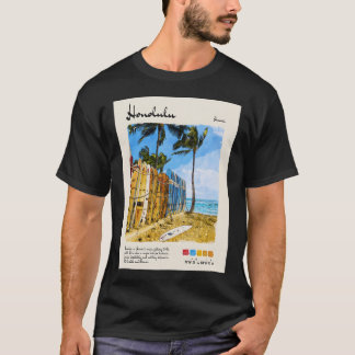 Honolulu Vintage Watercolour Travel T-Shirt