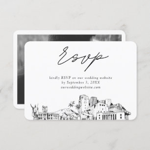 Honolulu Wedding Minimalist Sketch RSVP Enclosure Card