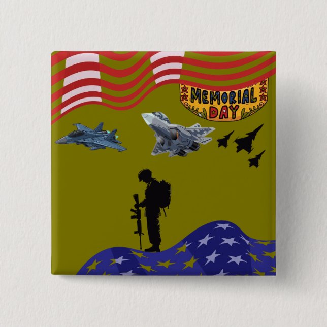 Honor on memorial day olive 15 cm square badge (Front)