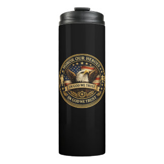 Honor Our Heroes Military Coin Patriotic Flask Thermal Tumbler