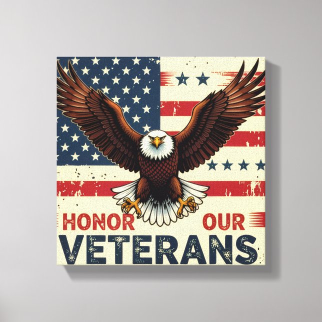Honor Our Veteran Stretched Canvas Print (Front)
