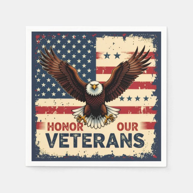  Honor Our Veterans Standard Cocktail Napkins (Front)