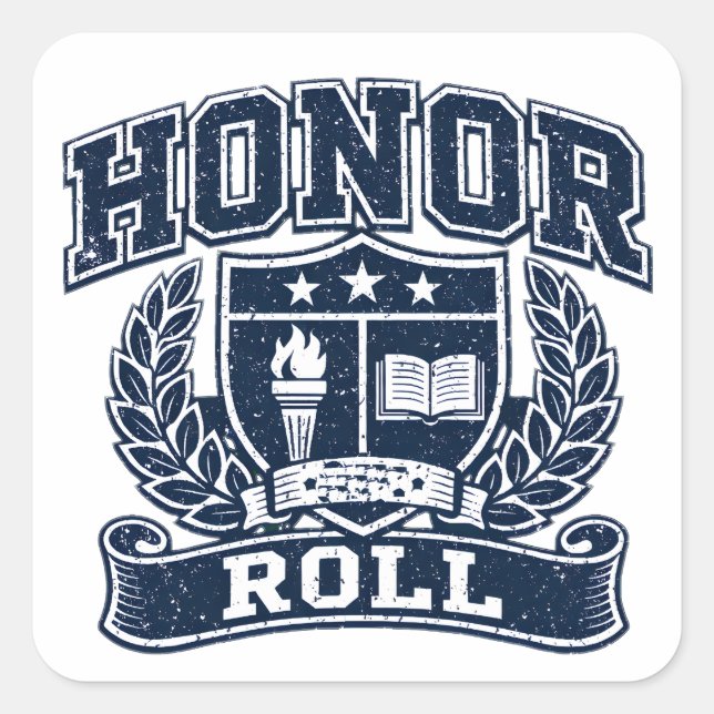 Honor Roll – Academic Excellence College Square Sticker (Front)