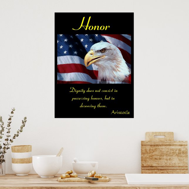 Honor Stands Proud Amid Patriotic Colors Poster (Kitchen)