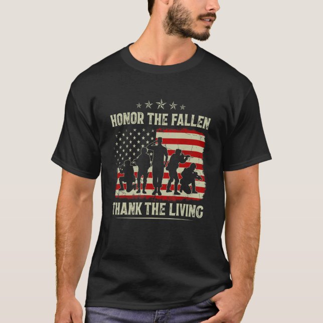 Honor The Fallen Thank The Living Memorial Day Ame T-Shirt (Front)