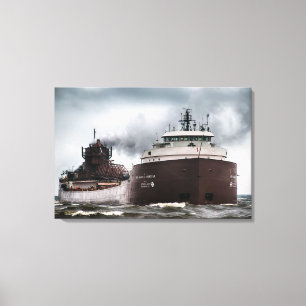 Honorable James L Oberstar Ship on Lake Superior Canvas Print
