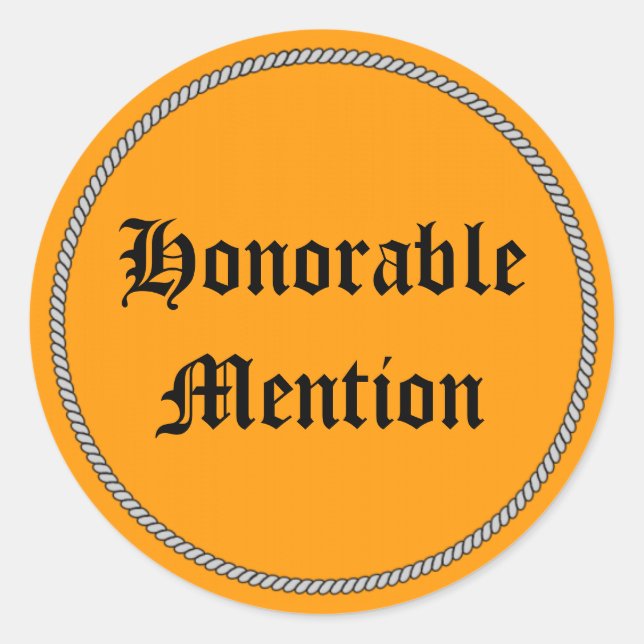 HONORABLE MENTION CLASSIC ROUND STICKER (Front)