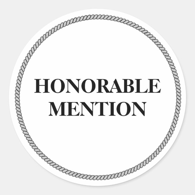 HONORABLE MENTION CLASSIC ROUND STICKER (Front)