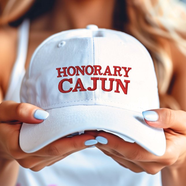 Honorary Cajun Red on White Embroidered Hat (Honorary Cajun Red on White Embroidered Baseball Cap)