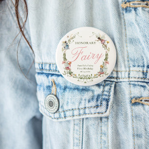 Honorary Fairy First Vintage Floral Birthday 7.5 Cm Round Badge