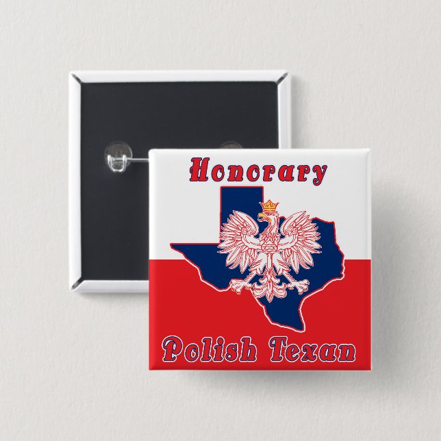 Honorary Polish Texan 15 Cm Square Badge (Front & Back)