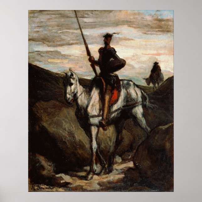 Honore Daumier - Don Quixote in the Mountains Poster (Front)