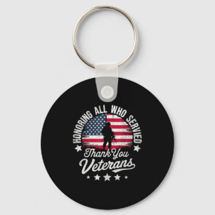 Honoring All Who Served Thank You Veterans Day Mil Key Ring