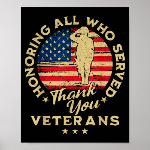 Honoring All Who Served Thank You Veterans Day Poster