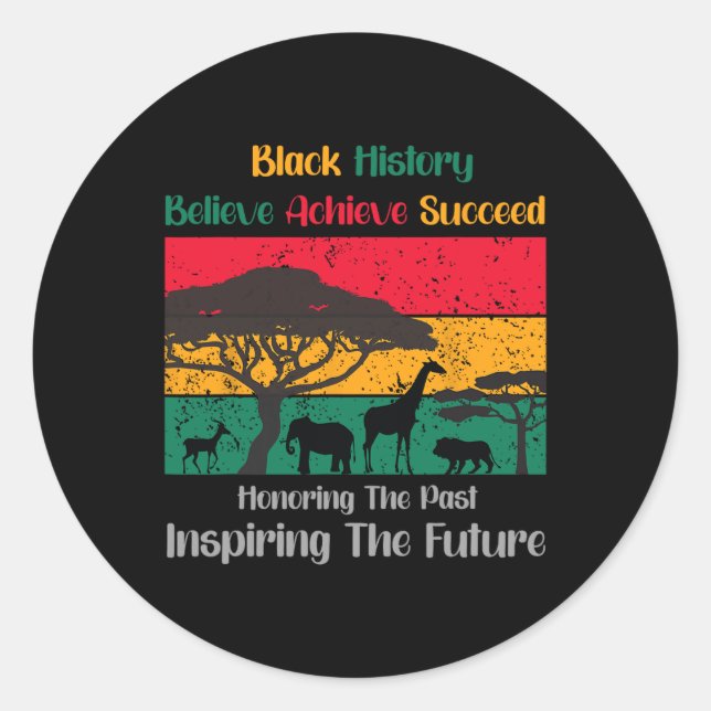 Honoring Past Inspiring Future Black History Month Classic Round Sticker (Front)