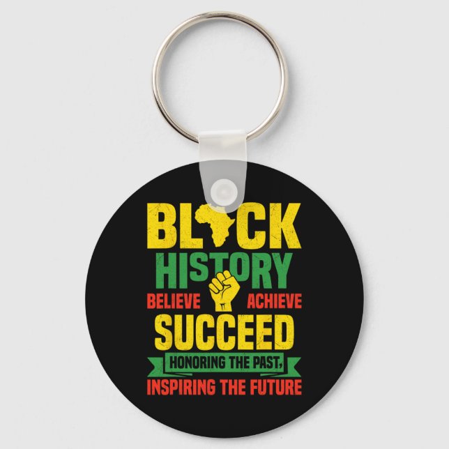 Honoring Past Inspiring Future Men Women Black His Key Ring (Front)