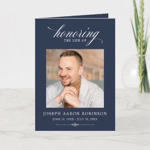 Honoring The Life Photo Blue Memorial Program  Card