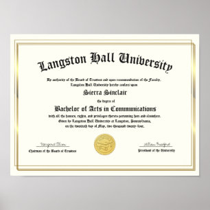 Honors College or University Diploma Replica Poster