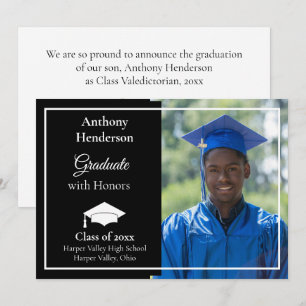 Honors Graduation Announcement White Cap and Photo