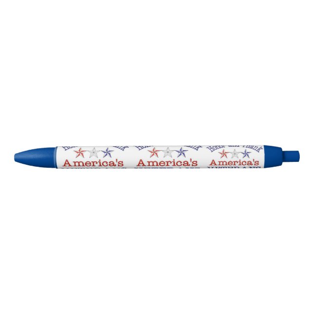 Honour and Thank American Veterans Black Ink Pen (Front)