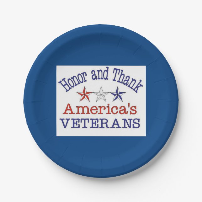 Honour and Thank American Veterans Paper Plate (Front)