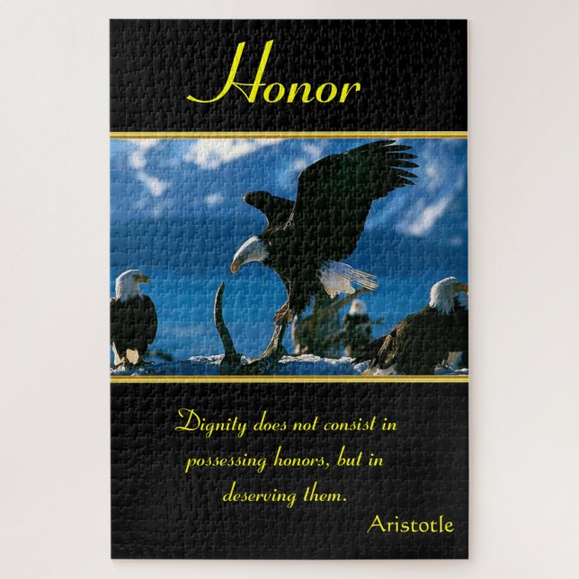 Honour eagles on the ocean shore standing  jigsaw puzzle (Vertical)