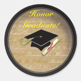 Honour Graduate!! Classic Round Sticker