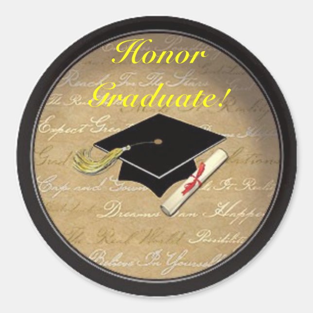 Honour Graduate!! Classic Round Sticker (Front)