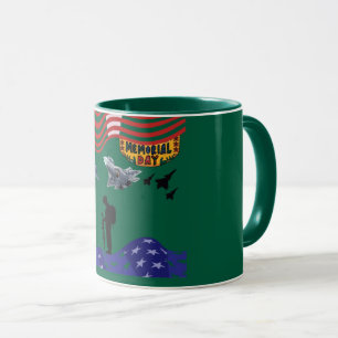 Honour on memorial day forest green mug