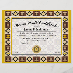 Honour Roll Certificate Kente K17 Earthtone Colour