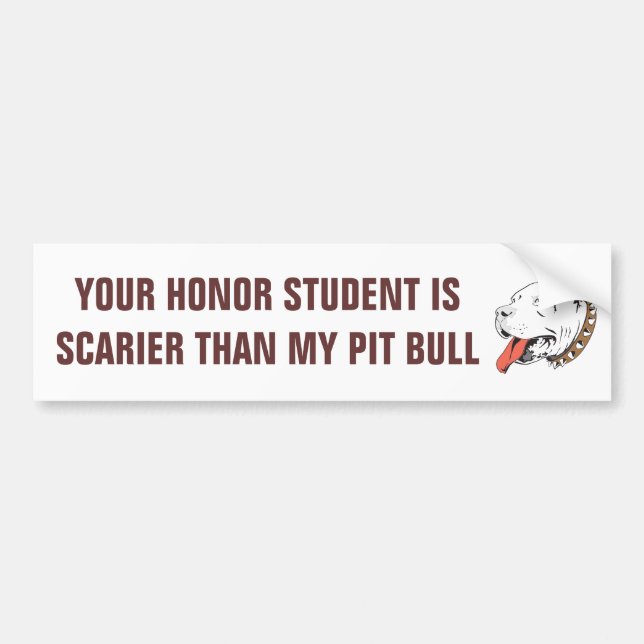 Honour Student Scarier Than Pit Bull Bumper Sticker (Front)