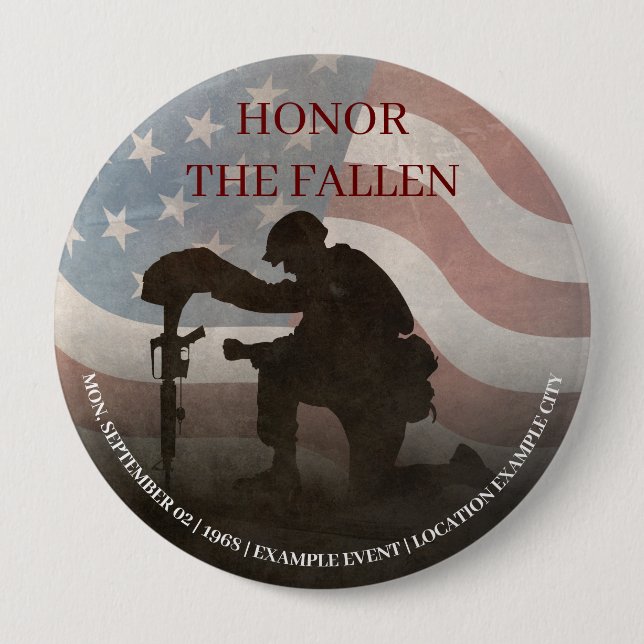 Honour The Fallen 10 Cm Round Badge (Front)