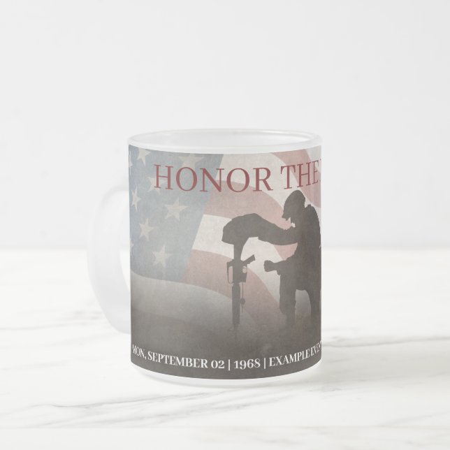 Honour The Fallen Frosted Glass Coffee Mug (Front Left)