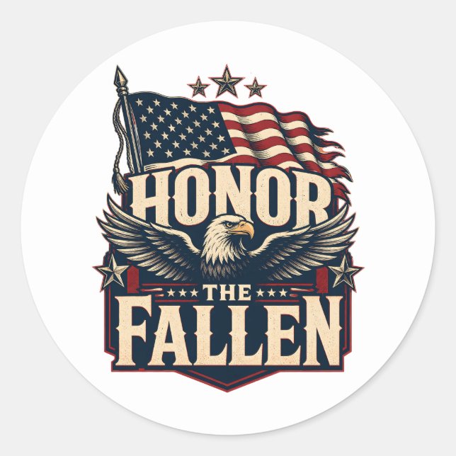 Honour the Fallen Memorial Day  Classic Round Sticker (Front)