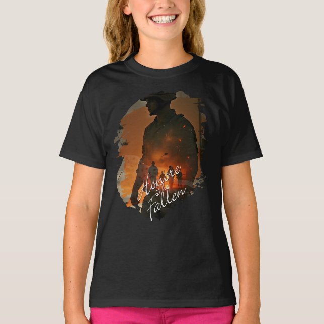 Honour the Fallen – Remember Their Sacrifice T-Shirt (Front)
