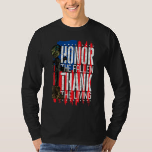 Honour The Fallen Thank Living Memorial Day Vetera T-Shirt