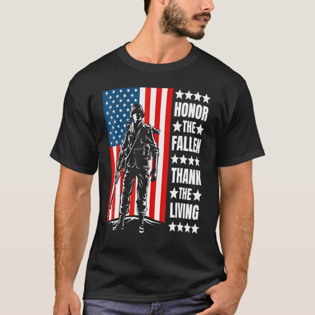 Honour The Fallen Thank The Living Memorial Day Ve T-Shirt (Front)