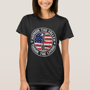 Honour The Fallen Thank The Living Patriotic T-Shirt
