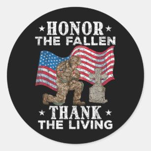Honour The Fallen Thank The Living Us Flag Classic Round Sticker
